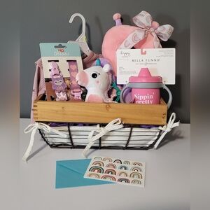 Pink and Purple Baby Gift Basket